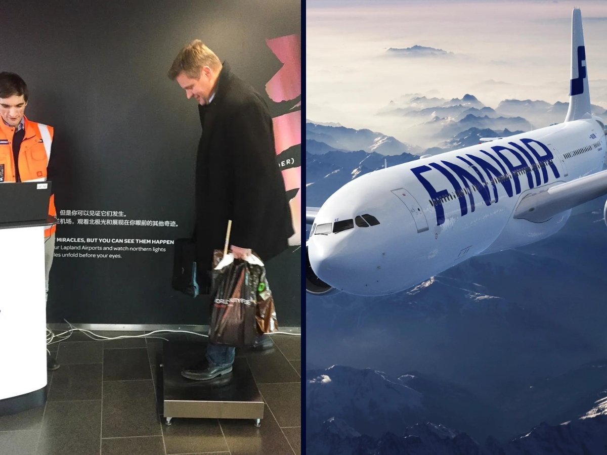 finnair - airline weighing passengers